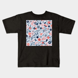 summer meadow | coral + blue Kids T-Shirt